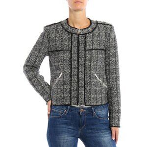 Isabel Marant Etoile $430 Laura Wool Blend Tweed Zip Jacket, 40, Classic